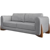 Sofa Jolie 3 Lugares 200cm Pes Boomerang Linho 213 Cinza Ezz Cinza - 1
