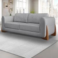 Sofa Jolie 3 Lugares 200cm Pes Boomerang Linho 213 Cinza Ezz Cinza - 6