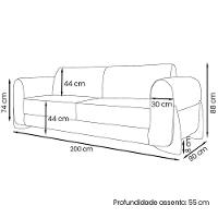 Sofa Jolie 3 Lugares 200cm Pes Boomerang Linho 213 Cinza Ezz Cinza - 7