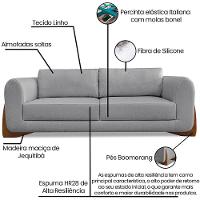 Sofa Jolie 3 Lugares 200cm Pes Boomerang Linho 213 Cinza Ezz Cinza - 8