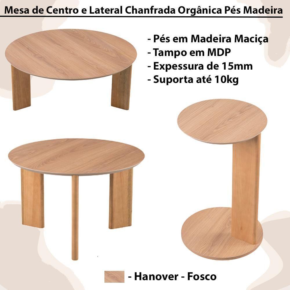 Kit Mesa De Centro E Lateral Chanfrada Pes Madeira Hanover Artesano Hanover - 6