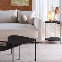 Kit Mesa De Centro E Lateral Organica Pes Metal Preto Nero Artesano Nero Preto - 2