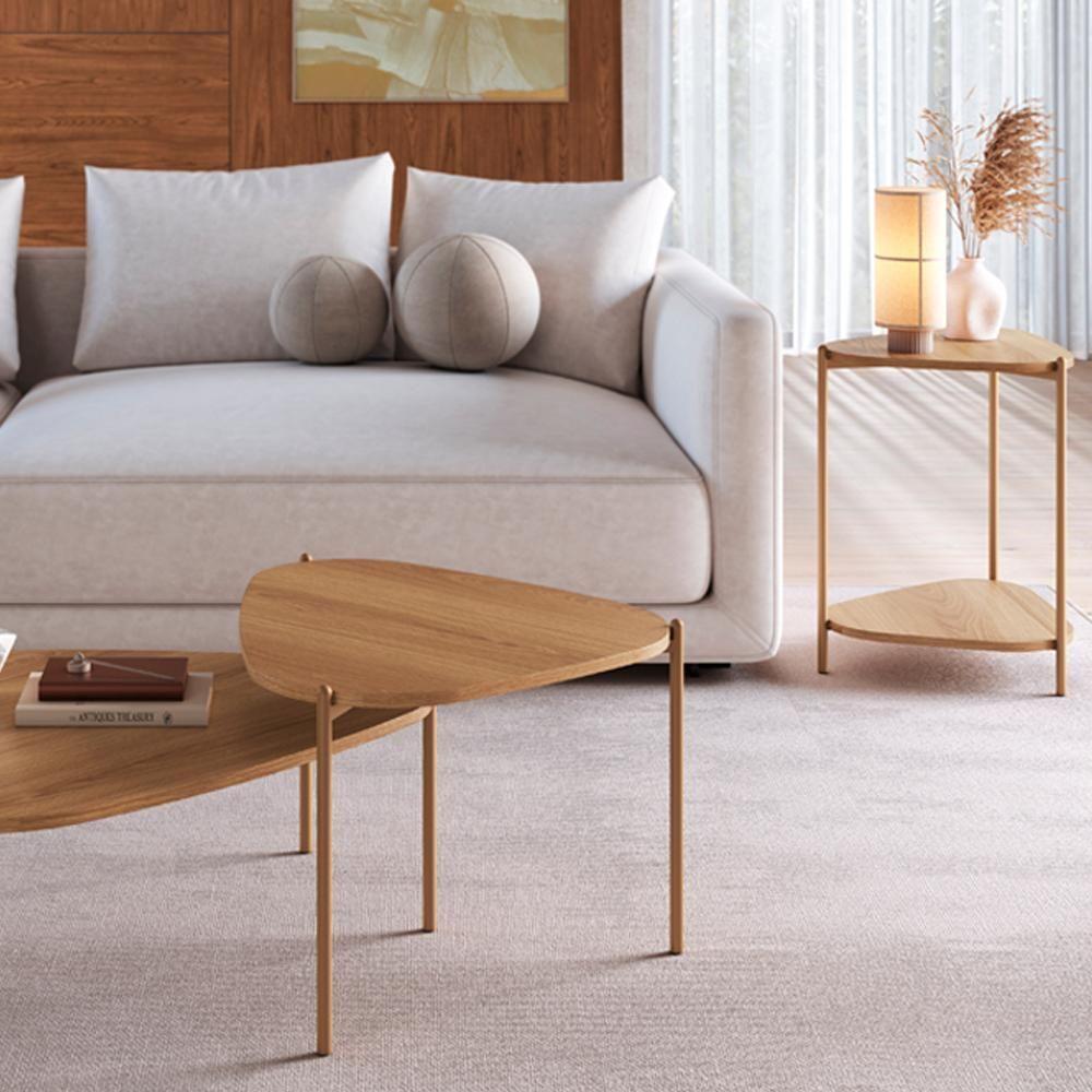 Kit Mesa De Centro E Lateral Organica Pes Metal Dourado Hanover Artesano Hanover Dourado - 2