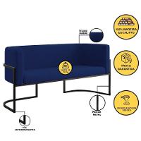 Kit 2 Poltronas Sofá 2 Lugares Para Recepção Balaqui azul Marinho - 3