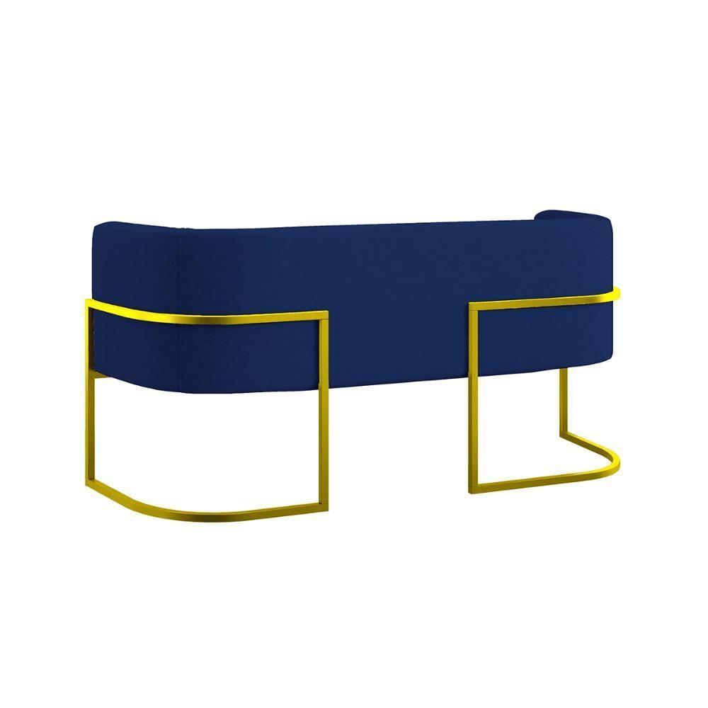 Kit 2 Poltronas Sofá 2 Lugares Para Recepção Balaqui Azul Marinho - 6