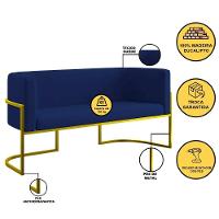 Kit 2 Poltronas Sofá 2 Lugares Para Recepção Balaqui Azul Marinho - 10