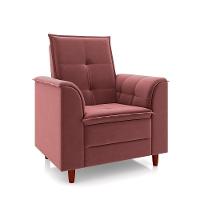 Poltrona De Amamentação Quarto De Bebê Gracy Com Puff Pés Palito Veludo Rosa G85 - Gran Belo - 8