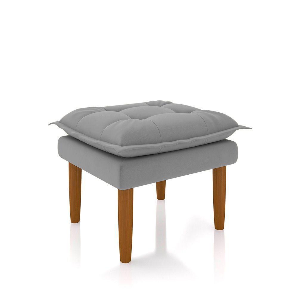 Poltrona De Amamentação Quarto De Bebê Gracy Com Puff Pés Palito Veludo Cinza G85 - Gran Belo - 5