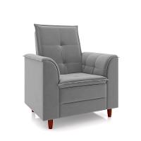 Poltrona De Amamentação Quarto De Bebê Gracy Com Puff Pés Palito Veludo Cinza G85 - Gran Belo - 3