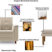Poltrona De Amamentação Quarto De Bebê Gracy Com Puff Pés Palito Veludo Bege G85 - Gran Belo - 6