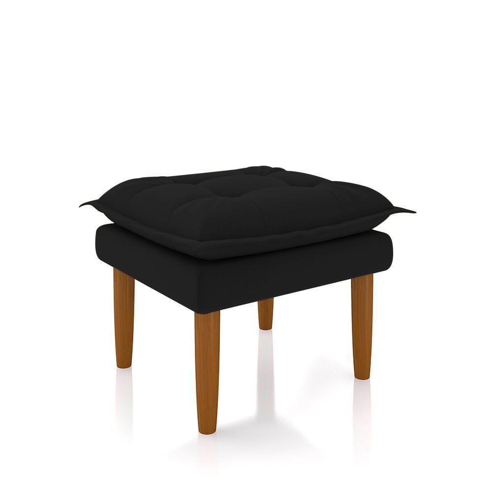 Poltrona De Amamentação Quarto De Bebê Gracy Com Puff Pés Palito Veludo Preto G85 - Gran Belo - 5