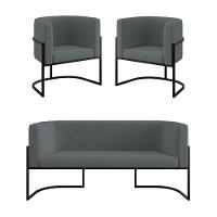 Kit 2 Poltronas Sofá 2 Lugares Para Recepção Balaqui Cinza - 1