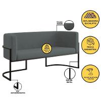 Kit 2 Poltronas Sofá 2 Lugares Para Recepção Balaqui Cinza - 6