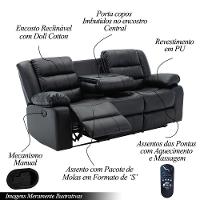 Conjunto Poltronas Sala De Cinema 2 E 3 Lugares Oscar Com Massagem/aquecimento Pu Preto G31 - Laura Lar - 8