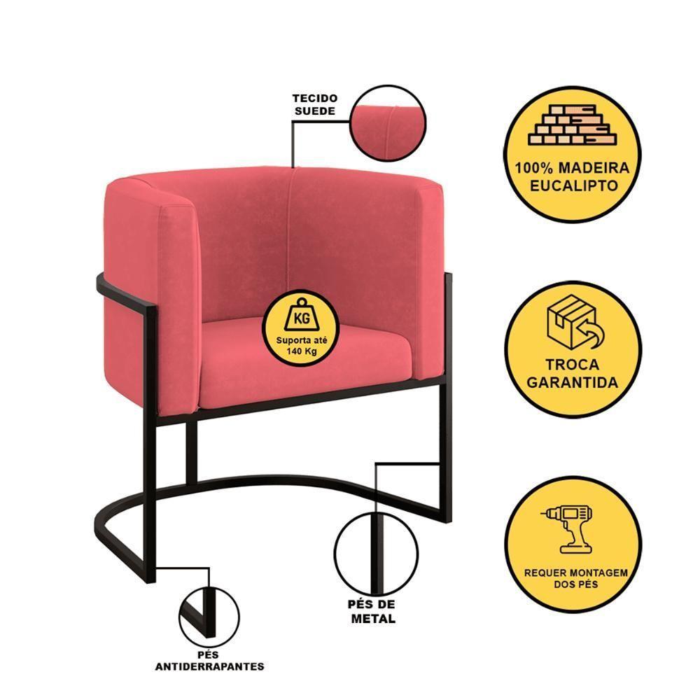 Kit2 Poltronas Sofá 2 Lugares Para Recepção Balaqui Rosa - 6