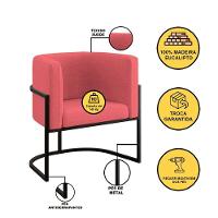 Kit2 Poltronas Sofá 2 Lugares Para Recepção Balaqui Rosa - 6