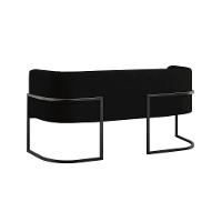 Kit 2 Poltronas Sofá 2 Lugares Para Recepção Balaqui Preto