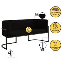 Kit 2 Poltronas Sofá 2 Lugares Para Recepção Balaqui Preto - 6