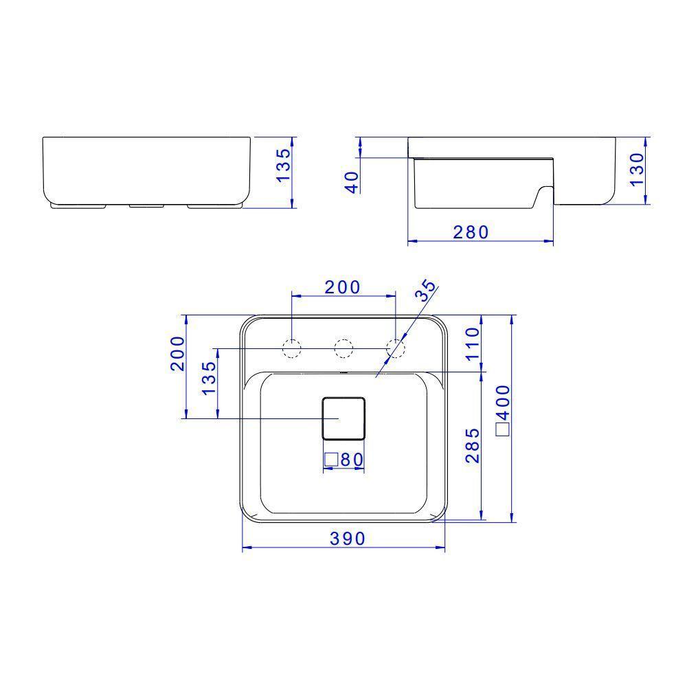 Cuba De Semiencaixe Deca Slim 40x40 L.61040.m.17 Quadrada Com Mesa Branca - 3