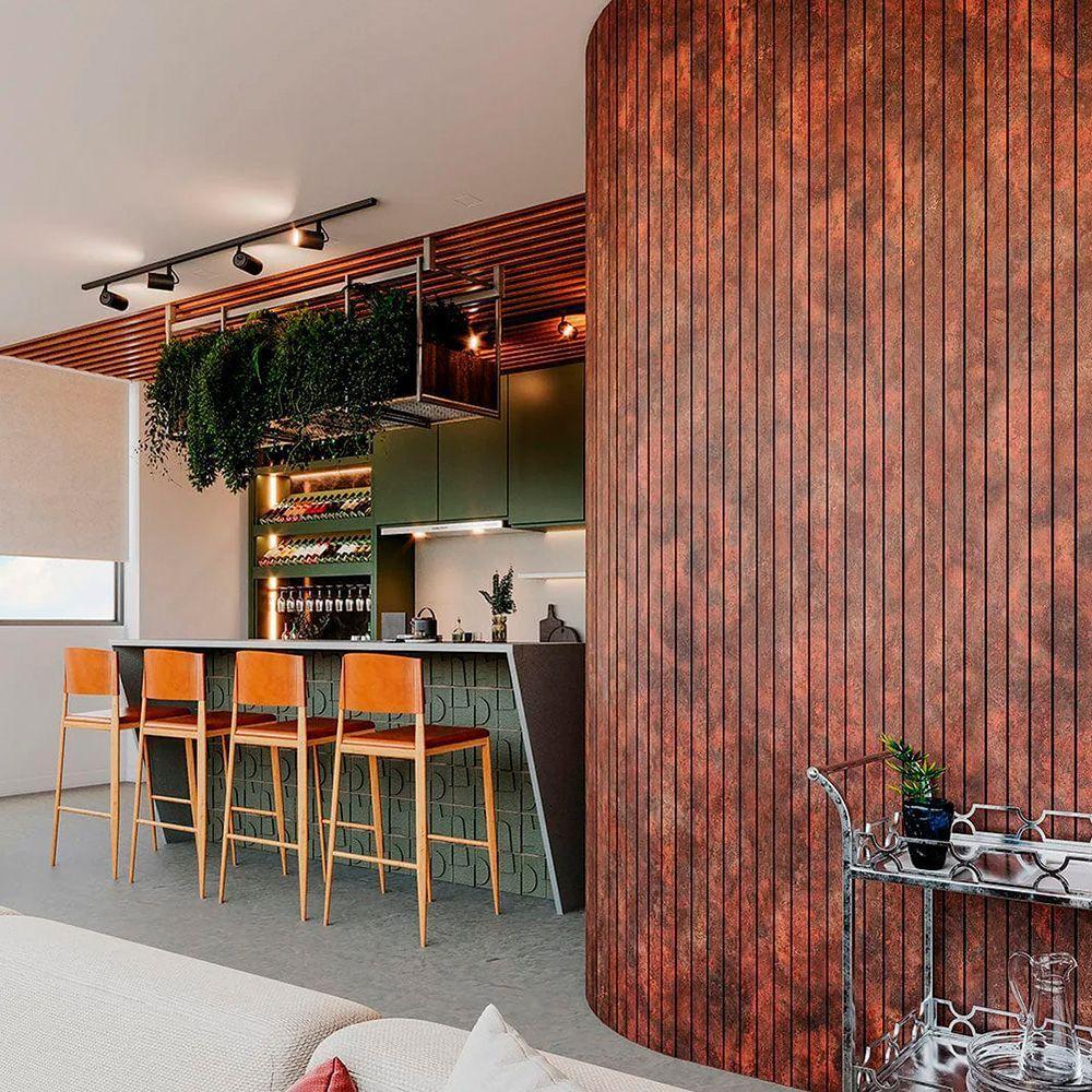 Painel Ripado Laminado De Eva Autocolante Rpdod 10cm Linha Urban Plus Corten 10 Metros Rpdod 06 - 2