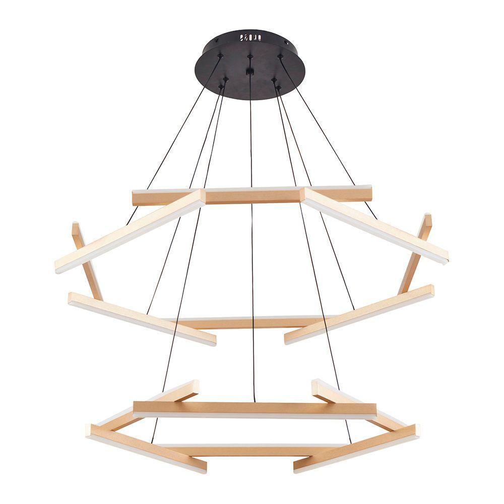 Lustre Pendente Nordecor Wida 2786 Preto - Ouro Champagne Led Bivolt Preto - Ouro Champagne 2786 - 3