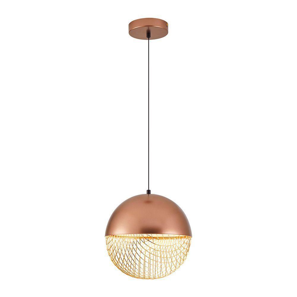 Lustre Pendente Nordecor Rezi 2933 25cm Cobre - Dourado Brilho Led Bivolt - 5
