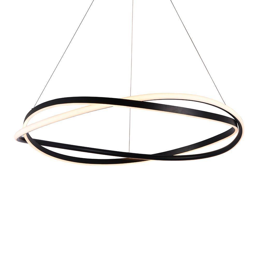 Lustre Pendente Nordecor Euni Odi 2875 80cm Preto Led Bivolt - 1