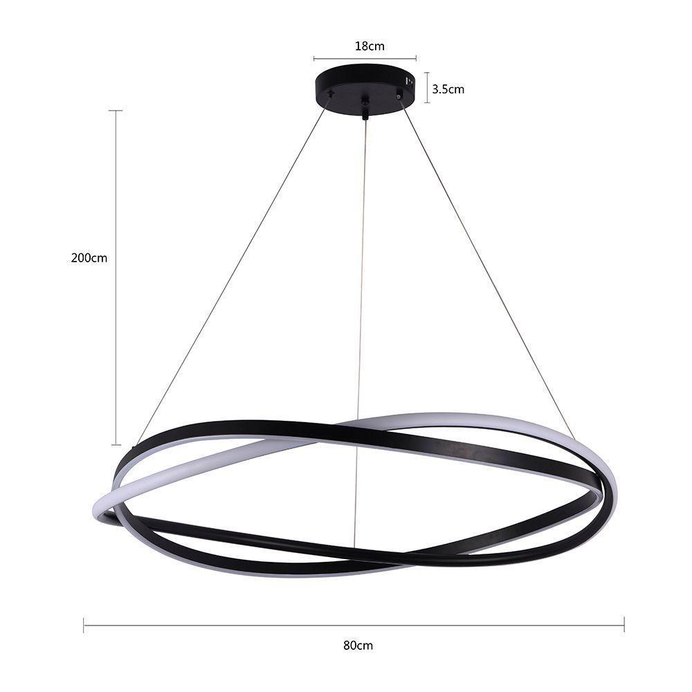 Lustre Pendente Nordecor Euni Odi 2875 80cm Preto Led Bivolt - 2
