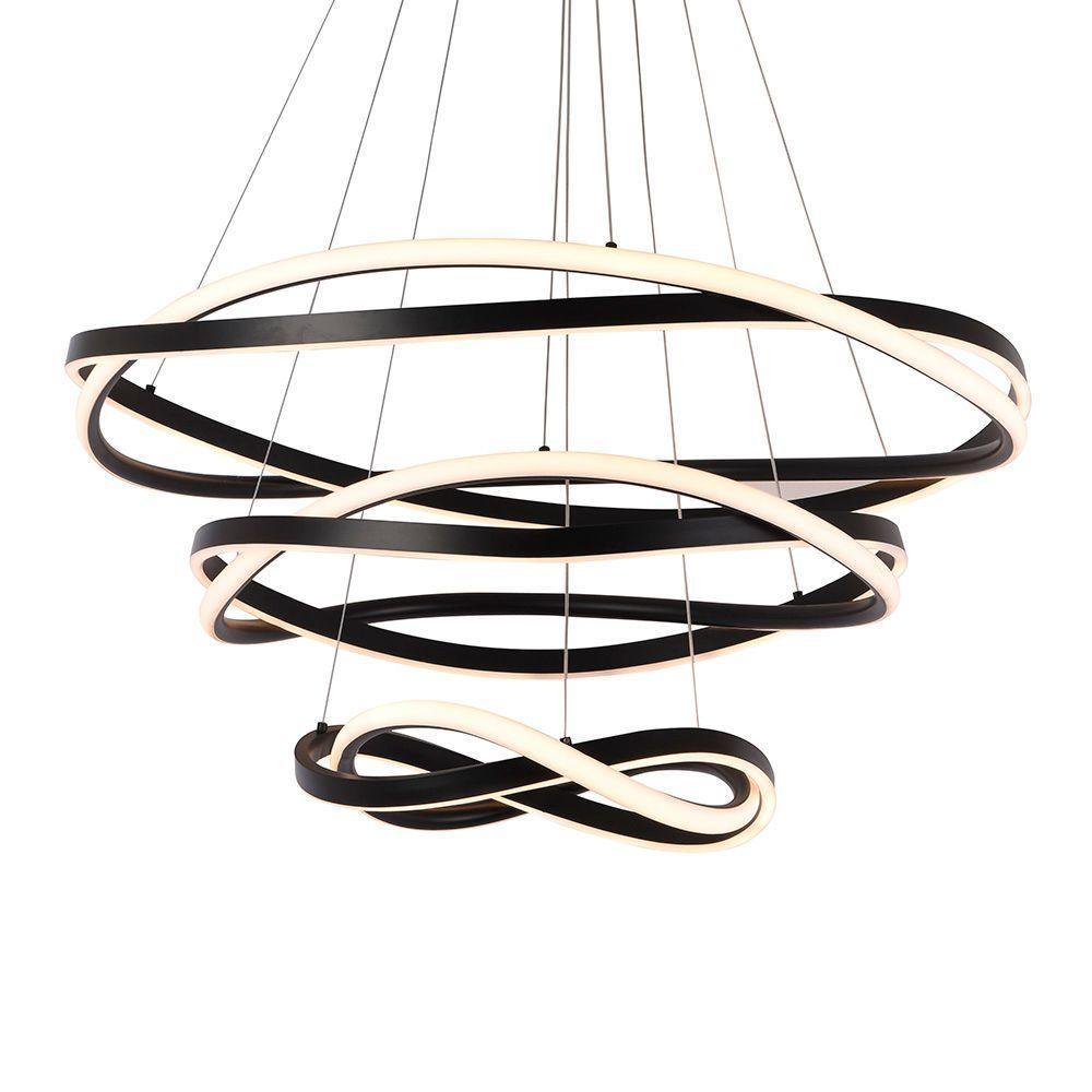 Lustre Pendente Nordecor Euni Odi 2879 Preto Led Bivolt - 1