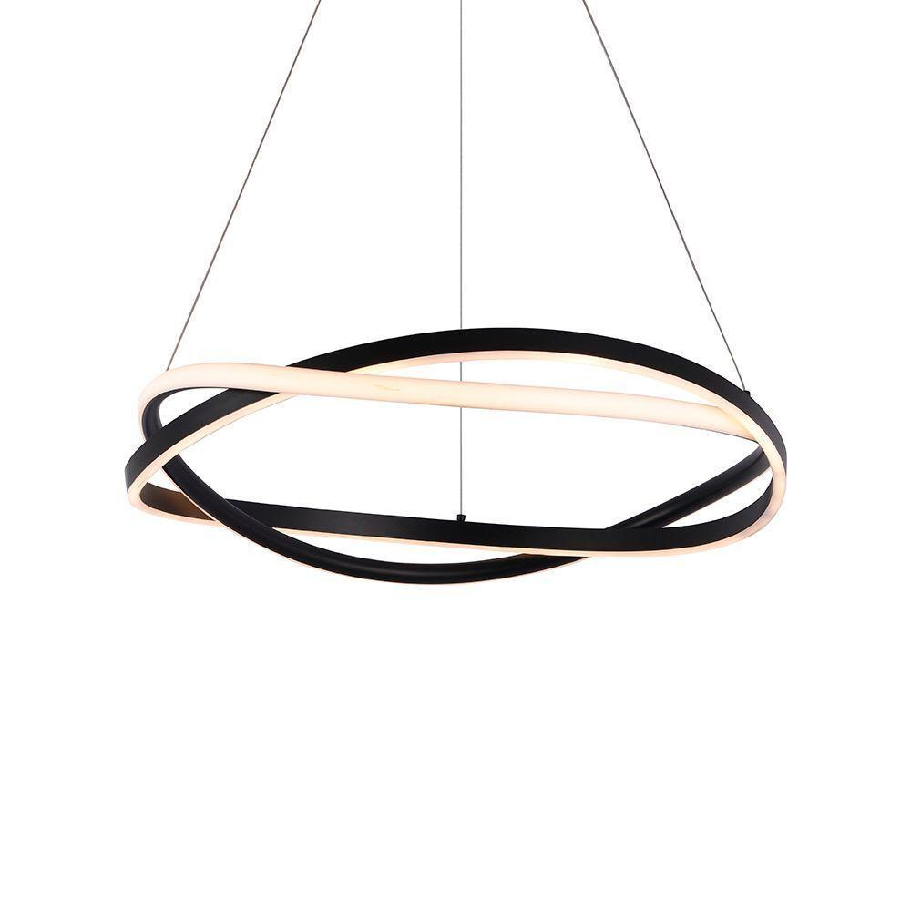 Lustre Pendente Nordecor Euni Odi 2873 60cm Preto Led Bivolt - 1