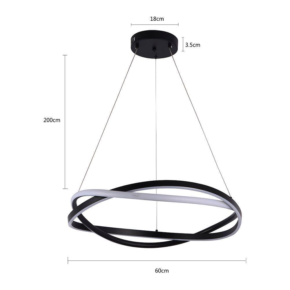 Lustre Pendente Nordecor Euni Odi 2873 60cm Preto Led Bivolt - 2