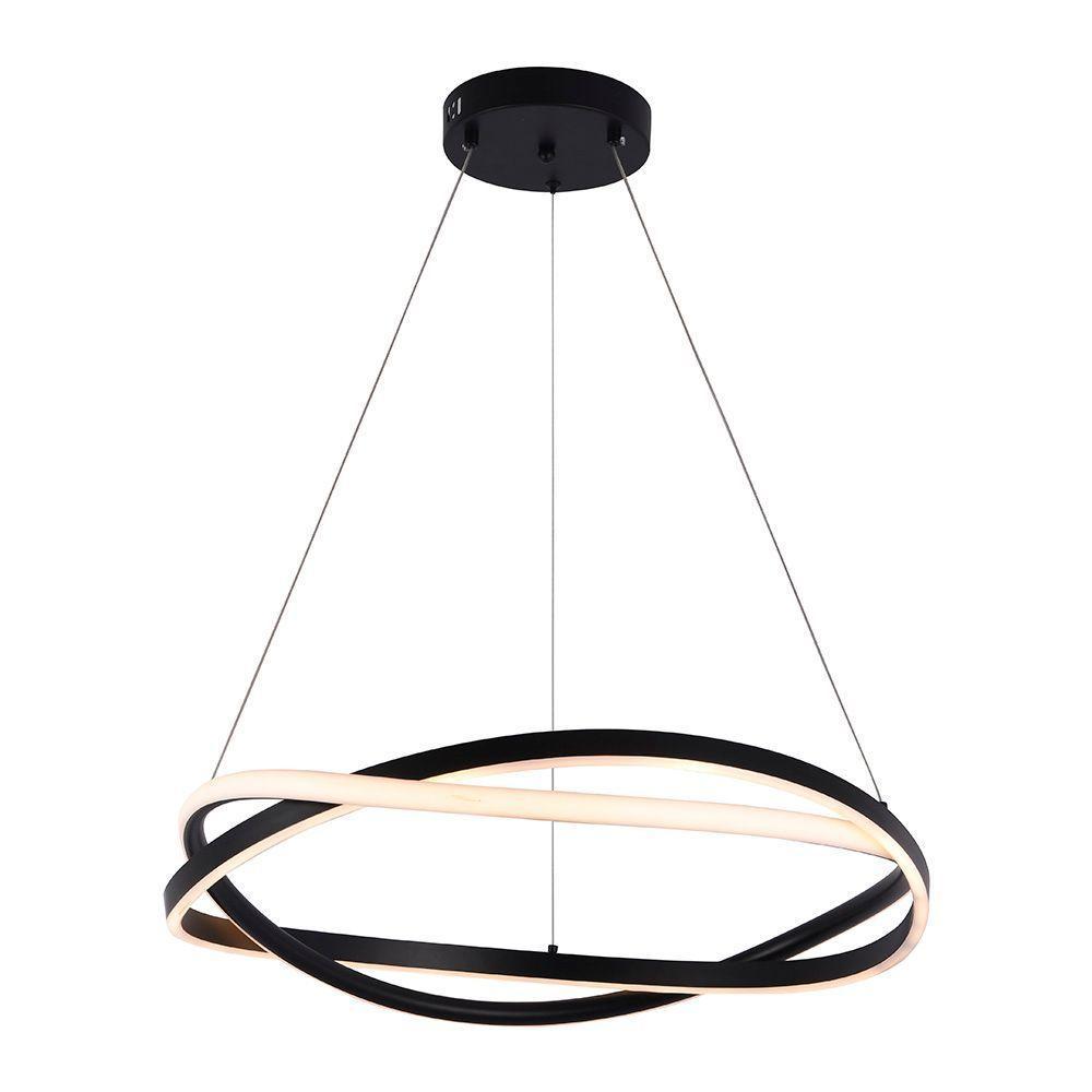Lustre Pendente Nordecor Euni Odi 2873 60cm Preto Led Bivolt - 3