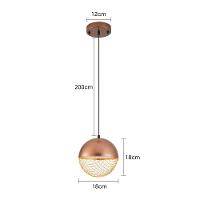 Lustre Pendente Nordecor Rezi 2932 18cm Cobre - Dourado Brilho Led Bivolt - 2