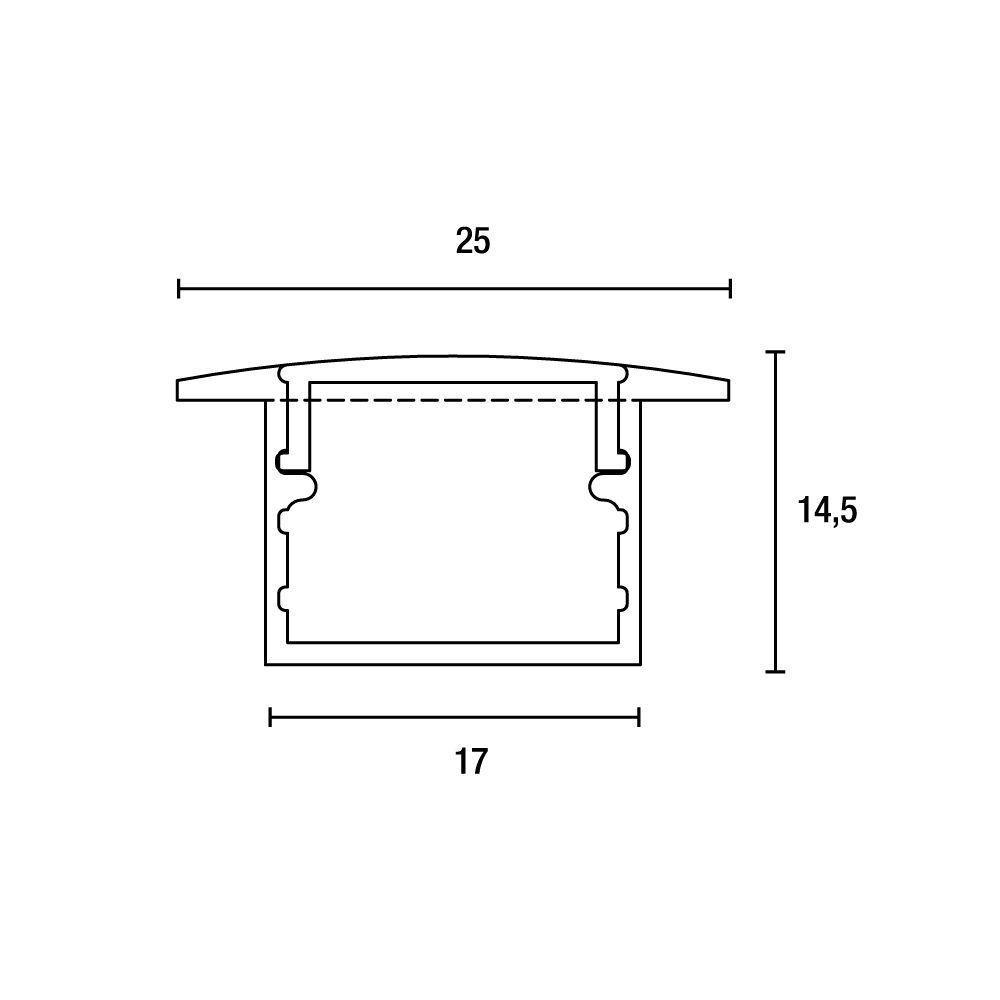 Perfil De Embutir Para Fita Led Blumenau Line Easy 25mm Com 3 Metros Preto Fosco - 2