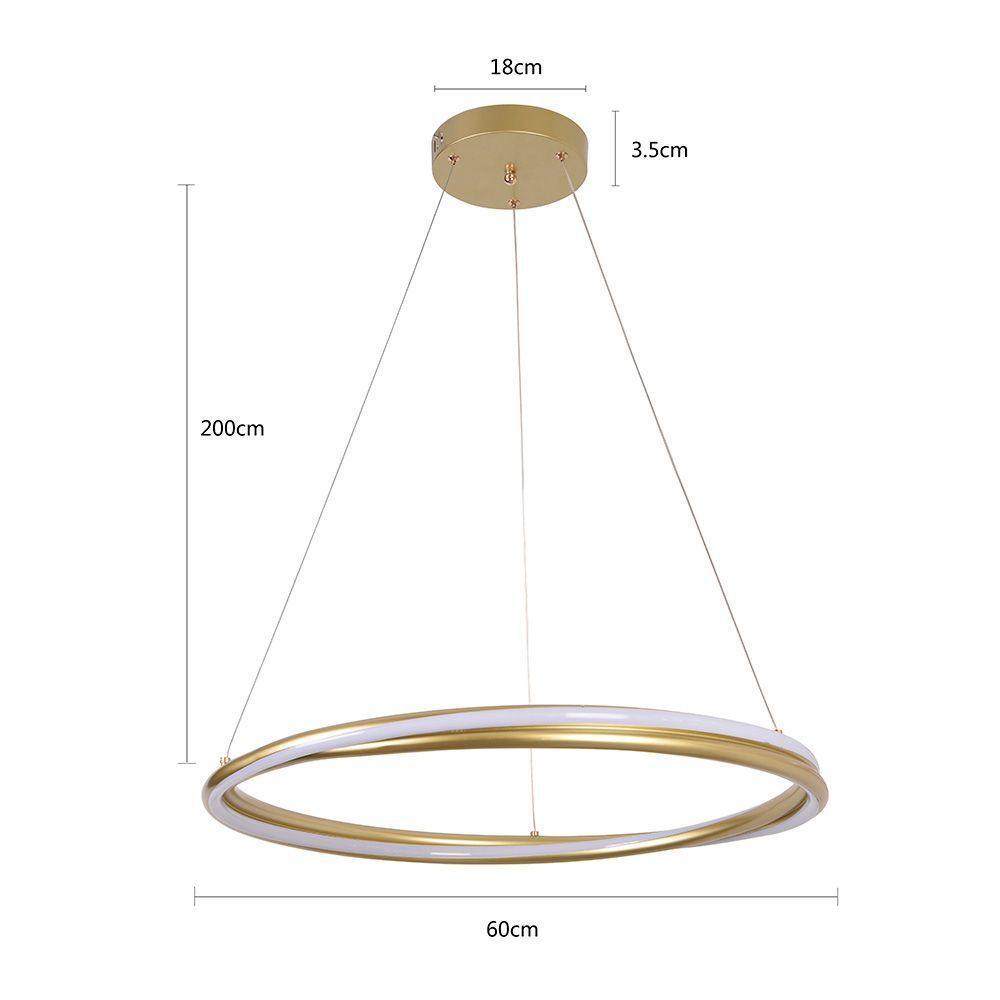 Lustre Pendente Nordecor Euni 2871 60cm Dourado Fosco Led Bivolt - 2