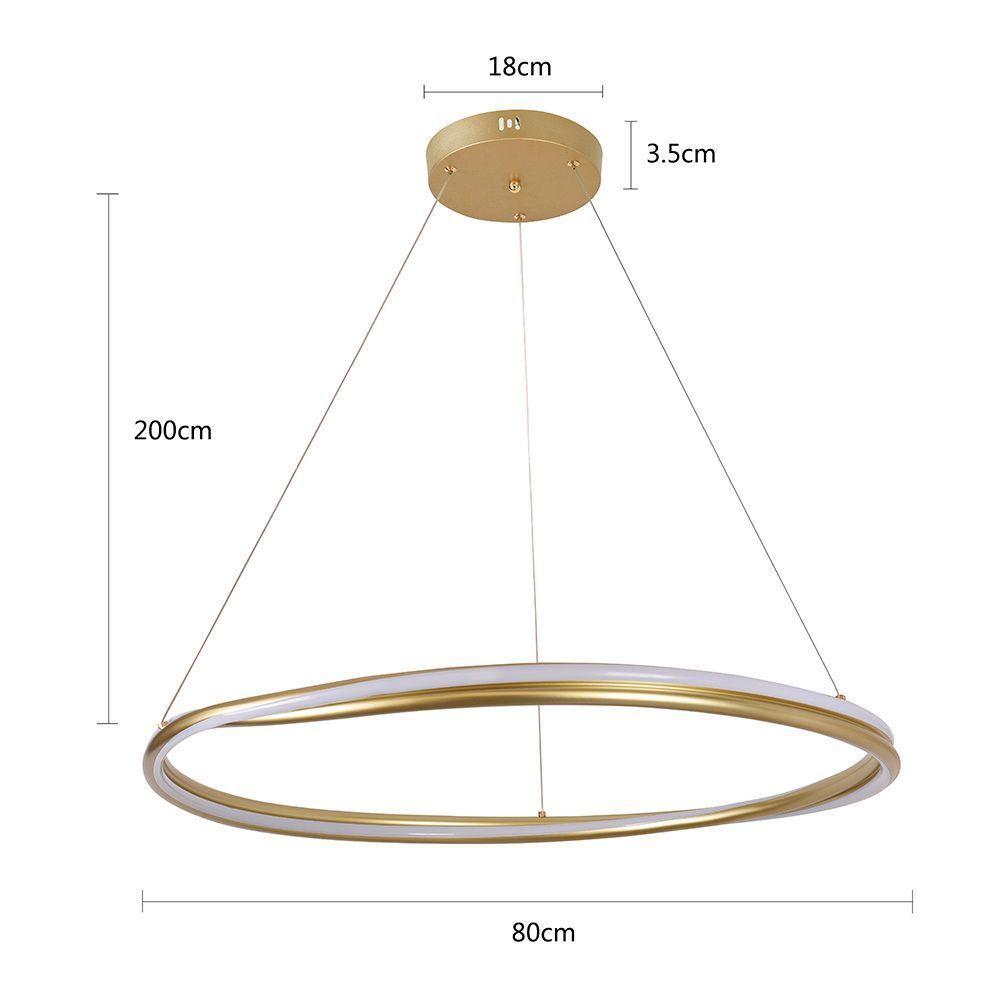 Lustre Pendente Nordecor Euni Odi 2872 80cm Dourado Fosco Led Bivolt - 2