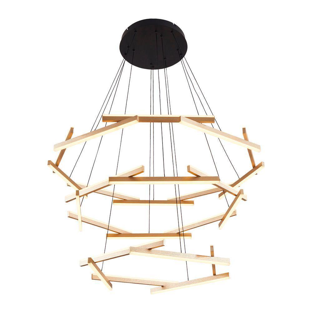 Lustre Pendente Nordecor Wida 2785 Preto - Ouro Champagne Led Bivolt Preto - Ouro Champagne 2785 - 3