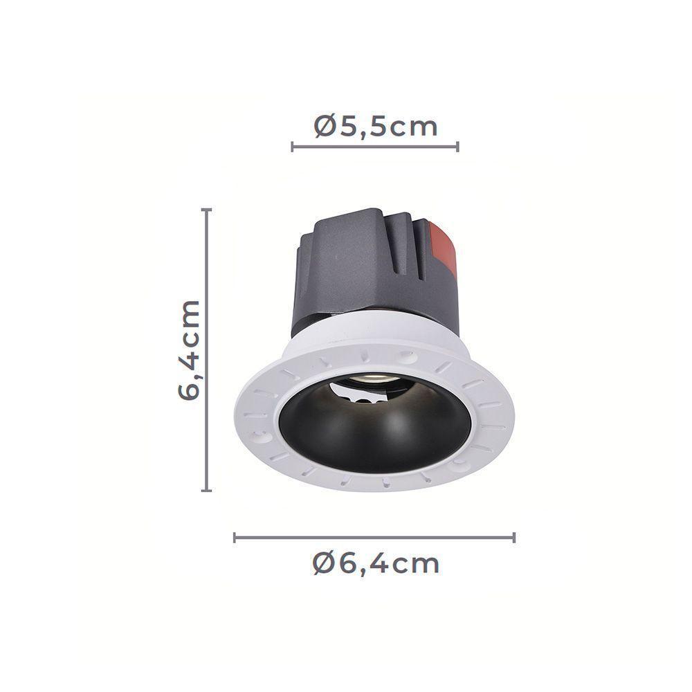 Spot De Embutir Nordecor Zagle No-frame Redondo Led Alto Irc 97 5w Bivolt Preto 2700k Luz Amarela - 2