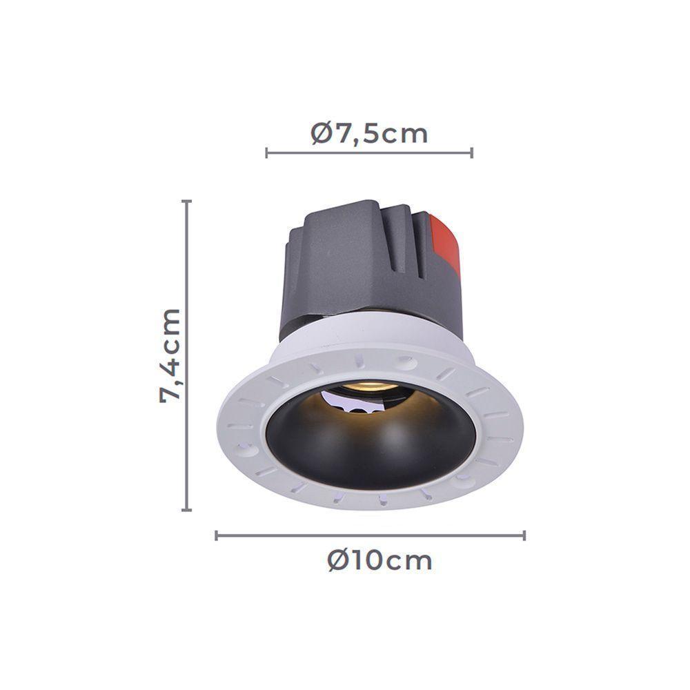 Spot De Embutir Nordecor Zagle No-frame Redondo Led Alto Irc 97 10w Bivolt Preto 2700k Luz Amarela - 2