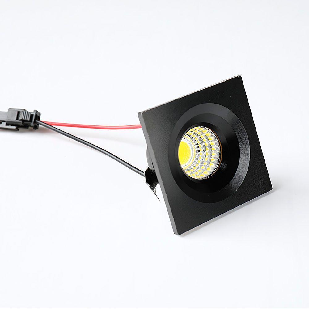 Spot De Embutir Para Móvel Nordecor Elysa Mini Quadrado Led 3w Bivolt Preto 3000k Luz Amarela - 3