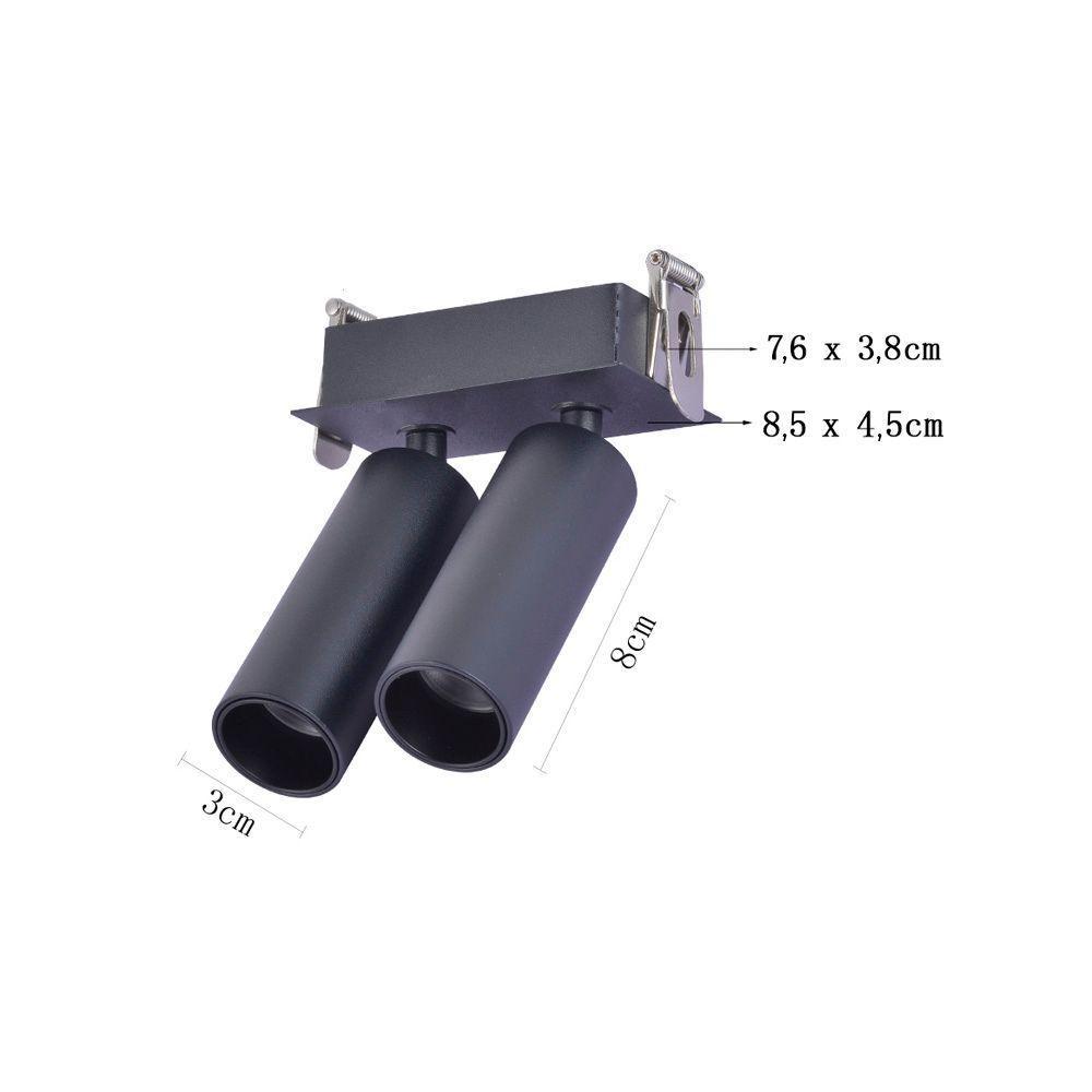 Spot Direcionável De Embutir Nordecor Kona Duplo Led Alto Irc 97 Bivolt Preto 2700k Luz Amarela - 2