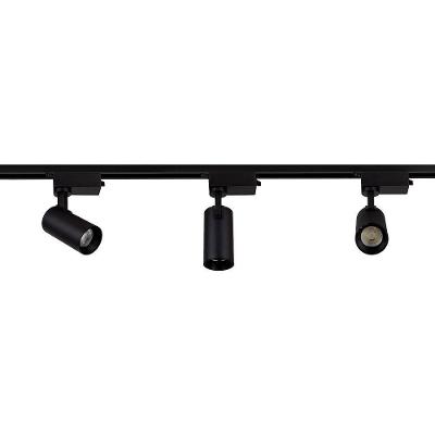 Trilho Eletrificado Com 3 Spots Led Up Blumenau 15w Bivolt Preto 3000k Luz Amarela