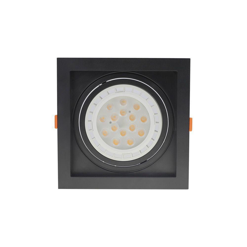 Spot De Embutir Recuado Nordecor Flea Para 1 Lâmpada Ar111 Quadrado Preto 6200 - 2