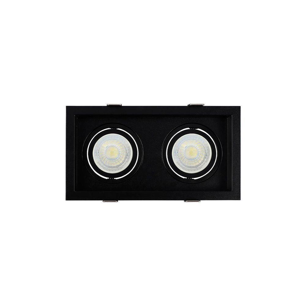 Spot De Embutir Recuado Nordecor Flea Duo Para 2 Lâmpadas Mr16 Gu10 Bivolt Preto 6332 - 1