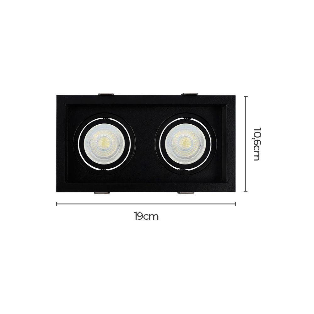Spot De Embutir Recuado Nordecor Flea Duo Para 2 Lâmpadas Mr16 Gu10 Bivolt Preto 6332 - 2