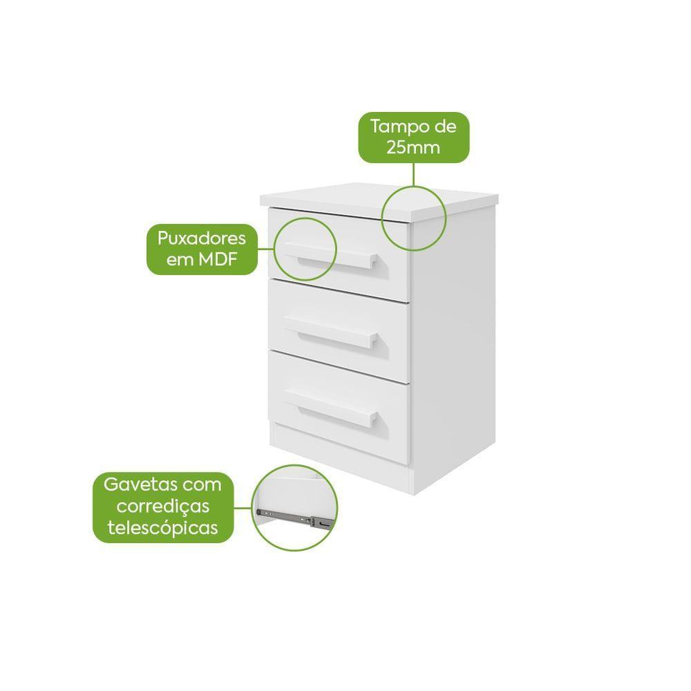 Mesa De Cabeceira 3 Gavetas Baiao - Lopas - 2