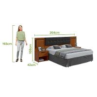 Cabeceira Casal 160cm 2 Mesas De Cabeceira Com Led Calitan - Lopas - 7