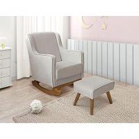 Cadeira Poltrona De Amamentação E Balanço áquila C- Puff - Anjo De Casa Cor Veludo Off White Desenho Do Tecido Liso - 2