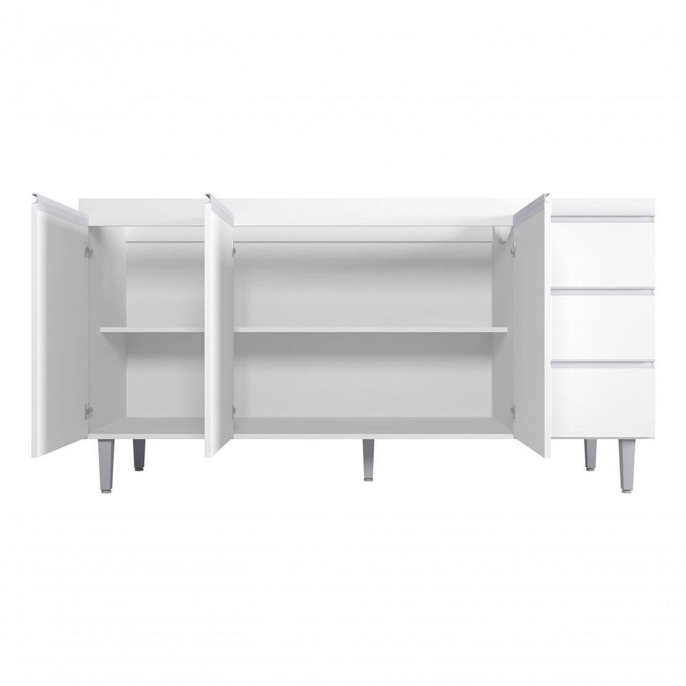 Balcão P Pia Andreia Branco 150cm 3 Portas 3 Gavetas Ajl Branco - 3