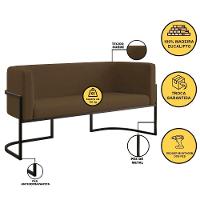 Kit 2 Poltronas + Sofá 2 Lugares Base De Metal Black Balaqui Marrom - 10